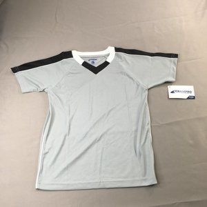 Champro Sport Youth Kids Shirt Small Gray V-Neck Short Sleeve Pullover Boys ​120
